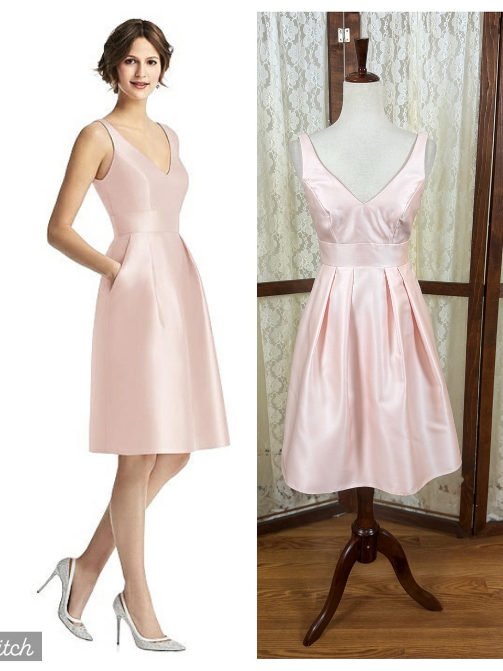 Beautiful New Alfred Sung Blush Satin Twill Dress